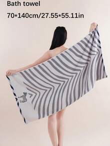 QIBHI Set Handuk Katun Lembut 4 Buah, Handuk Zebra Bergaris Premium untuk Kamar Mandi, Sangat Menyerap, Cepat Kering, Set Handuk Mandi Ringan 2 Handuk Mandi Besar, 2 Handuk Tangan, - Hitam dan Putih - View 6