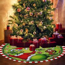 The Grinch The 35.5in Christmas Tree Skirt; Holiday Party Atmosphere Creative Decoration Christmas Tree Bottom Decor; Christmas Party Costume Prop; Christmas Gift - C - View 8