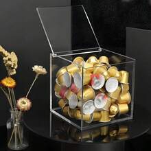 1 hộp đựng viên nén cà phê có nắp, chất liệu acrylic, phù hợp cho máy pha cà phê viên nén, viên nén cà phê, túi trà và kẹo, hộp đựng trong suốt chống bụi tái sử dụng, phù hợp cho văn phòng, nhà bếp, quán cà phê - Nhiều màu - Xem 4