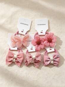 10-Piece Girls' Hair Tie Set, Featuring Embroidered Bow And Flower Bow Hair Ties, Soft Elastic Hair Ties, And Cute Everyday Hairstyle Accessories. - Multicolor - View 9