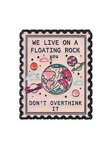 Stamp‑Shaped Space Planet Enamel Pin Relaxing Quote Lapel Brooch For Jacket Backpack - Multicolor - View 10