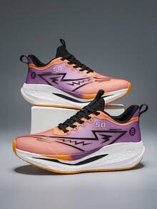 1 Pair Contrast Color Casual Lace-Up Men's Casual Sports Shoes For Outdoor All Season - Pink Orange - View 5