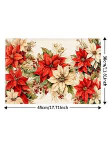 1pc Christmas Pattern Printed Table Runner, 4pcs Christmas Pattern Printed Placemats, Suitable For Holiday, Party, Birthday, Dinner, Kitchen Dining Table Decoration, All Season Room Decor, Home Textile Decoration Table Runner - Multicolor - View 3