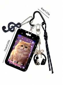 Y2k Wave Note Card Holder Keychain, Equipped With Headphone Pendant And Hanging Rope, Portable Id Holder,Ins Style Bag Charm, ID Card Holder, Credit Card Holder, Daily Use, Birthday Gift, Teacher Gift, Christmas Gift, Back To School Gift. - Multicolor - View 11