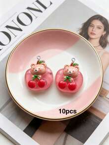 10/20/100pcs Transparent Resin Fruit & Animal Cream Glue Charms, DIY Handmade Keychain Pendants, Bag Charms, Accessories, Decor - Multicolor - View 12