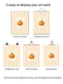 1pc Frameless Striped Pumpkin Fall Kitchen Bar Cart Wall Art Dorm Gift - Multi-color - View 8