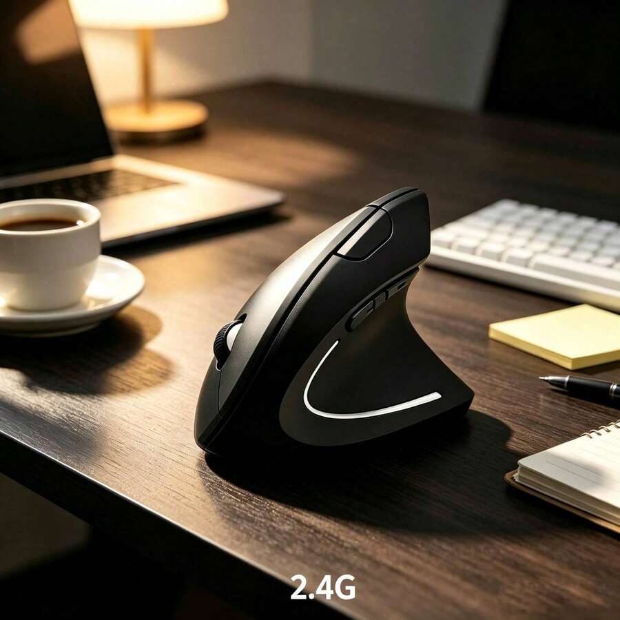 Mouse Vertical Sem Fio 2.4G, Recarregável, Design Ergonômico, Confortável e Portátil, Ideal para Computador e Produtividade - Visão 1