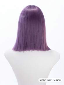 alicegarden 14-Inch Long Synthetic Short Bob Wig Featuring A Natural Straight Style A Stunning Purple. Designed With Bangs , This False Hairpiece Is Perfect For Ms Daily Party Cosplay Use, Offering A Natural And Natural Durable Wig Gift For Ladies., Halloween - Purple - View 5