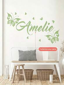 Custom Designed Classic Butterfly & English Letter Wall Decals, Suitable For Bedroom, Living Room, Study And Dining Room Decoration, Self-Adhesive Removable PVC Wall Stickers - Multicolor - View 4