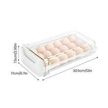Clear Stackable Egg Holder Storage Container – Fridge Drawer Box & Kitchen Egg Basket Organiser - White - View 6