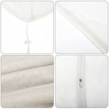 9.8Ft White Patio Parasol Mosquito Net Screen With Zipper Door, Polyester Insect‑Proof Mesh Netting, Parasol Accessory For Outdoor Patio, Backyard Garden, Deck Table Dining - White - View 4