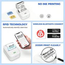 Marklife 標籤印表機 - 便攜式熱感標籤印表機，適用於產品、地址、小企業、貼紙，兼容 iOS 和 Android，包含 1 包 50*50mm（圓形）標籤（150 張/捲），節日禮物的最佳選擇 - 彩色 - 查看 7