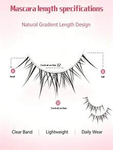 Thai Style Full Strip False Eyelashes, Transparent Thin Stem, Natural Soft Gradient, 6-12mm, Lightweight Fluffy, Reusable, Daily Makeup, Beginner-Friendly - View 4