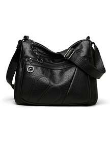 Fashion PU Leather Luxury Multi-Pocket Handbags High Quality Women's Bag Flower Embroidery Design Ladies Crossbody Shoulder Bags - Black - View 9