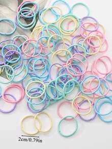50pcs 2cm Hair Ties, Rubber Bands, Elastic Hair Ropes, Small Rubber Rings For Daily Hair Styling - Multicolor - View 3