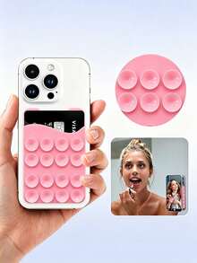 Silicone Double-Sided Suction Cup Card Holder Phone Back Sticker Card Slot Selfie Stand Portable Card Sleeve New Silicone Phone Suction Cup Card Holder Double-Sided Suction Cup Multi-Function Phone Card Sleeve Coin Purse - Multicolor - View 6