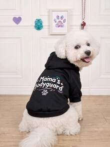 LUCKIE PAL 1pc Mama's.Bodyguard Slogan Print Pet Sweatshirt, Anti-Flea, Reduce Shedding, Thermal Insulation, Breathable, Suitable For Cats And Dogs, Indoor And Outdoor - Multicolor - View 3