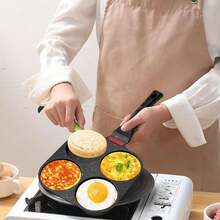 Traxenta Padella per Pancake, Padella per Pancake e Omelette a 4 Fori con Manico Rimovibile, per Colazione Uova al Tegamino, Compatibile con Gas e Induzione, Grigia, Antiaderente in Alluminio - Visualizzare 12