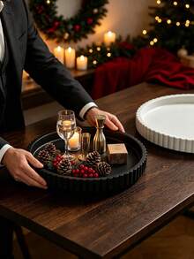 1pc Round Jewelry Tray, Coffee Table Tray, Aromatherapy Holder, Round Storage Tray, Decorative Storage, ABS Plastic Material, Suitable For Living Room, Bedroom, Kitchen, Dining Room, Storage And Organization, Decorative Ornament, Home Decor, Party Decoration, Halloween, Christmas, Housewarming Gift, Gift For Friends - Multicolor - View 8