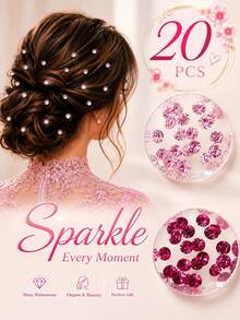 topshiny 20pcs Sparkling Rhinestone Bridal Hair Clips Elegant Crystal Bun Hair Accessories Wedding Prom Hair Styling Floral Bun Fixing Clips For Women - Clear - View 3