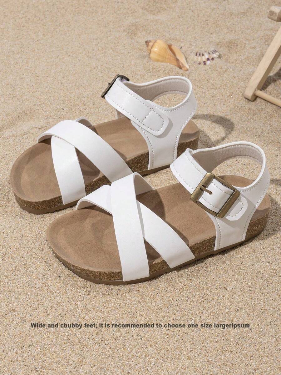 2026 Summer Multifunctional Girls' Roman Sandals, With Back Strap Design, Soft And Breathable, Anti-Slip Sole, Lightweight (Sole/Sole Color Random) - White - View 1