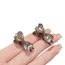 Small Crystal Bow Side Alligator Hair Clip, Premium Forehead Fringe Clip, Mini Bangs Clip With Rhinestones - Multicolor - View 11