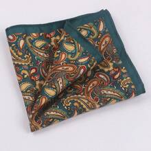 1pc Men's Suit Pocket Square, Formal Evening Dress Pocket Handkerchief, Vintage Printed British Minimalist Pattern Business Silk Scarf, Washable Reusable Square Portable Decoration - Multicolor - View 8