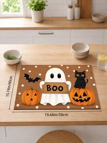 1pc Black Cat Pumpkin Ghost Bat Print Home Kitchen Decor Dish Drying Mat, Coffee Mat, Fun Halloween Cartoon Style, Soft Stain-Resistant, Easy To Clean, Halloween Gift, Suitable For Halloween Party, Halloween Home Decor, Kitchen Accessories - Multicolor - View 9