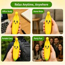 1pc Banana Shaped Squeeze Pop Toy, Soft Squeezable Sensory Toy With Squeak Sound, Suitable For Halloween Christmas Party Favors, Children Gifts And Stress Relief - Multicolor - View 4