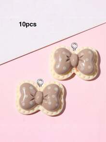 10/20/100pcs Cute Bow Heart Resin Jewelry Accessories DIY Cream Glue Small Charms For Handmade Bracelets Keychains Necklace Pendants - Bow - View 9