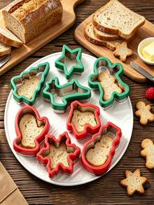 5pcs/8pcs Christmas Cookie Cutter Set, Holiday Cookie Cutters With Comfortable Grip, Stainless Steel Baking Molds, Christmas Shapes Including Santa, Gingerbread Man, Christmas Tree, Stainless Steel Sandwich Cutter, Baking Tools Set - Multicolor - View 7