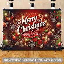 1pc 2D Christmas Celebration Festive Atmosphere Decoration Polyester Backdrop, Durable And Washable Wall Banner, Room Photography Background, Photo Backdrop, Celebration Decor, No Power Required - Merry Christmas Eve - View 10
