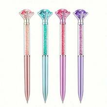 10pcs Shiny Crystal Ballpoint Pens, Rotatable, Medium Tip, Suitable For Wedding, Office, School And Valentine's Day Gifts, Random Color - Sets - View 8
