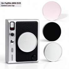1 buah Tutup Lensa Logam untuk Kamera Fujifilm Mini, Pelindung Lensa Paduan Aluminium Anti Debu dan Anti Benturan dengan Bantalan Lembut di Dalam - Hitam/Perak/Merah Muda - View 1