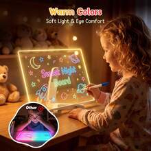 LED Message Board With 7-Color Pens, Acrylic Glowing Drawing Board, LED Light-Up Drawing Board With Stand, Suitable For Office, Home, Christmas Gift, New Year Gift, Back To School Gift - Multicolor - View 2