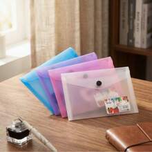 5/10 Pcs A4/A5/A6/A7 Clear Poly Envelopes With Snap Button, Transparent PP Document Storage Bags, Assorted Colors File Folders For School Office Organization - Sets - View 3