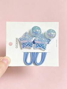 10PCS Cute Sparkly Glitter Cartoon Hair Ties For Little Girls, Bear Rabbit Heart Star Design Elastic Hair Bands, Princess Style Kids Hair Accessories - Multicolor - View 8