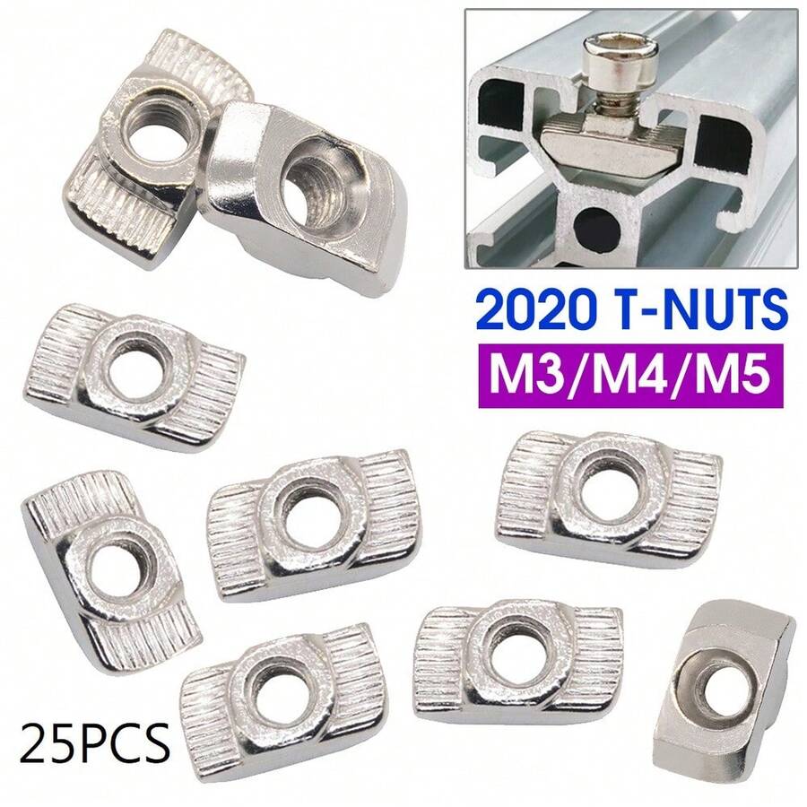 4Set (25pcs/Set) M3 M4 M5 Drop In Tee T-Nuts 2020 T-Slot For Aluminium Profile Extrusion 3D Print - T-slot Nut 20 Series - View 1