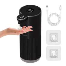 DONASIRA 400ml Capacity Electric Smart Infrared Automatic Soap Dispenser, Contactless Hands-Free Pump For Household Detergent, Portable Handwash Bottle, Tabletop Or Wall-Mounted Installation, Transparent Bottle, IPX5 Waterproof, Type-C Rechargeable, 6 Adjustable Foam/Liquid Flow Levels, Suitable For Kitchen, Bathroom And Public Areas, New Spring Release - Multicolor - View 18
