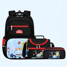 3pcs Cute Dinosaur Car Pattern Backpack Set, Cute Minimalist Style, Multi-Purpose Multi-Pocket Large Storage Capacity, Suitable For School And Outings - Sets - View 7