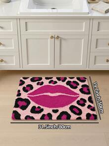 1pc Bathroom Floor Mat Carpet, Flocked Soft Touch, Pink Leopard Print, TPR Backing Non-Slip, Suitable For Kitchen, Outdoor, Indoor, Hallway, Bedroom, Living Room, Bedside, Machine Washable Easy To Clean, Autumn Bathroom Decor Rug - Multicolor - View 14