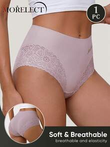 Morelect 3pcs Women's Mid-Waist Lace Patchwork Panties, Comfortable And Soft - Multicolor - View 4