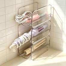 1/2pcs Stackable PET Curling Iron Storage Rack Hair Styling Tool Organizer - Clear - View 3