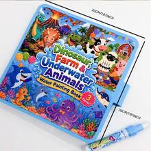 Early Education Children's Water Painting Book, Color-Changing When Wet, Slow Drying, Magic Water Painting Album, Reusable EVA Foldable Water Painting Book - Blue - View 4
