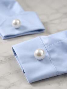 6/2/1Pc Elegant Large Pearl Button Covers Vintage Round Shirt Collar Button Caps Clip-On Cufflinks Decorative Clothing Accessories For Women - Multicolor - View 4
