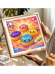New Arrival: Cute Dumpling Diamond Painting, Adult Diamond Painting Mosaic Craft, Full Round Diamond Painting Product. Stress Relief And Easy To Match, Suitable For Desktop Decoration And Dining Table Decoration, Handmade Kit, Unique Home Design - A - View 3