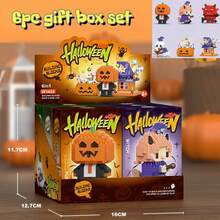 6pcs Halloween Party Gift Box Set Series, Building Block Toy Set, ABS Material. Carnival 6pcs Gift Box Discount Set Available For Selection, Includes: Pumpkin, Skull, Ghost, Witch, Grim Reaper, Vampire And Other Elements, Halloween Christmas And Other Major Holiday Discount Gifts. - Multicolor - View 10