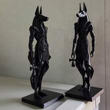 1pc Geometric Anubis Full Body Statue Decor, Supported By Cross, Minimalist Low Poly Base Design, Exquisite Craftsmanship, Suitable For Home Decor, Escape Room Decor, Christmas Gift And Holiday Souvenir - A - View 1