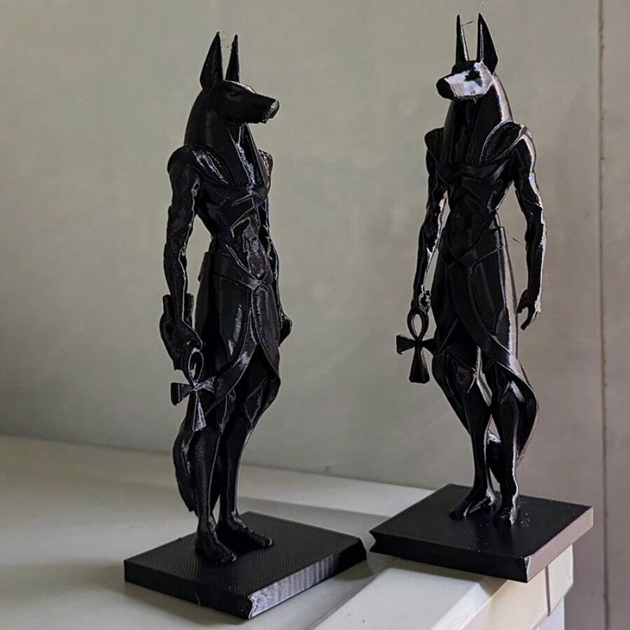 1pc Geometric Anubis Full Body Statue Decor, Supported By Cross, Minimalist Low Poly Base Design, Exquisite Craftsmanship, Suitable For Home Decor, Escape Room Decor, Christmas Gift And Holiday Souvenir - A - View 1
