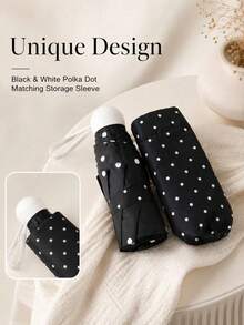 Capsule Pocket Foldable Umbrella Polka Dot Compact Sun And Rain Umbrella Lightweight Portable Mini Umbrella For Outdoor Commuting Travel, Parasol - Multicolor - View 4